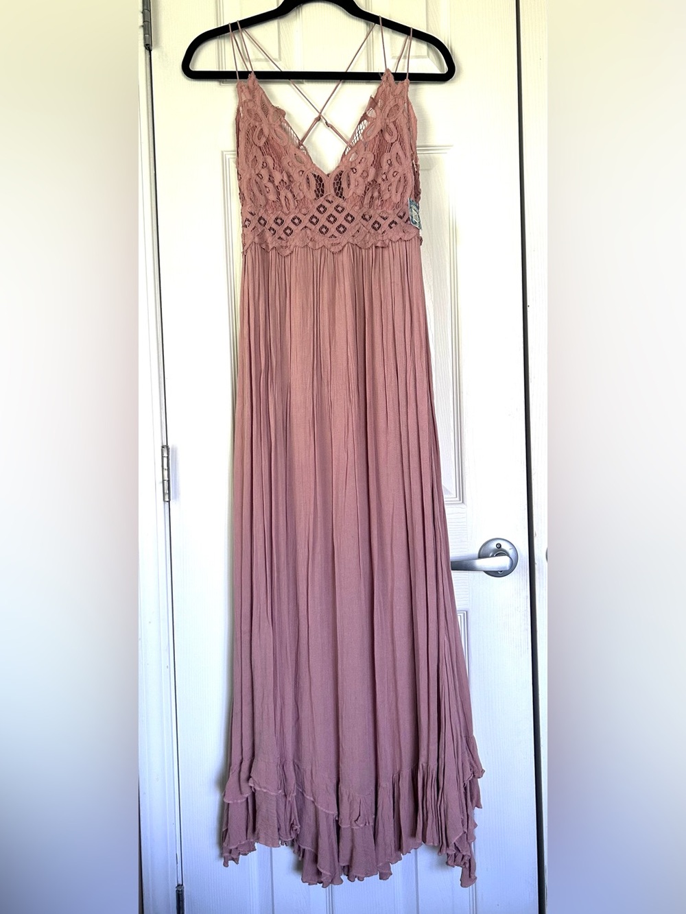 Free People Adella Copper Lace Maxi Dress Size M/L NWT